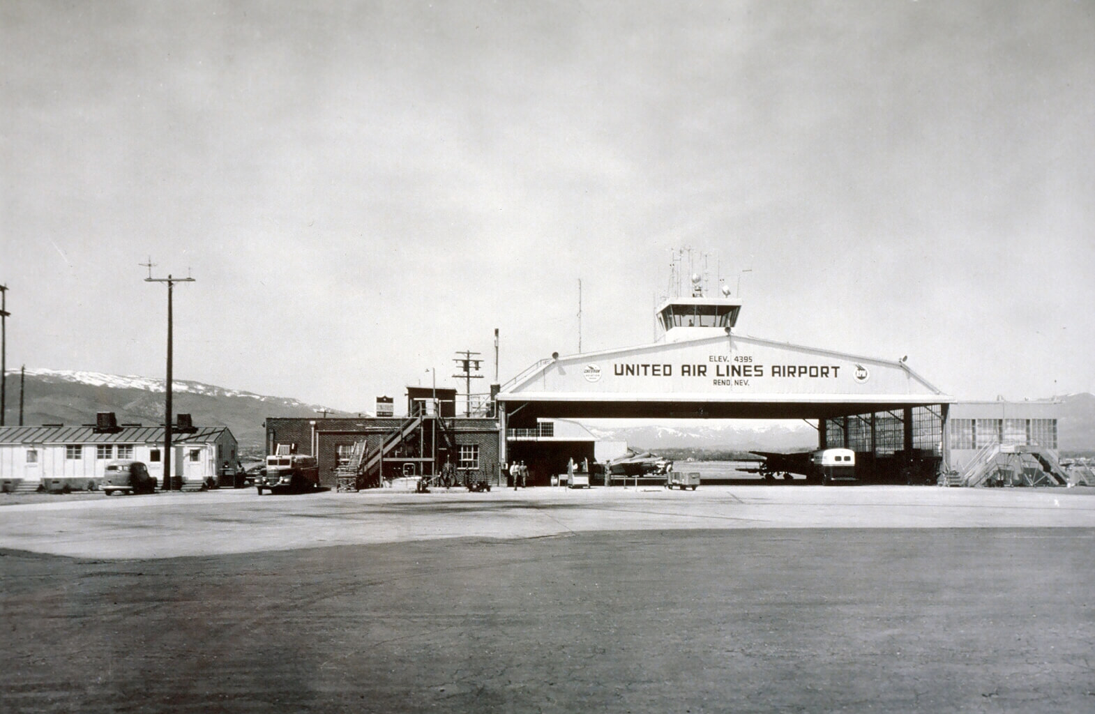 Historic photo of United Air Lines Airport in Reno, NV.
