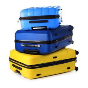 Three stacked suitcases.