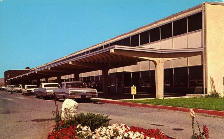 Historic photo of Reno Municipal Airport exterior.
