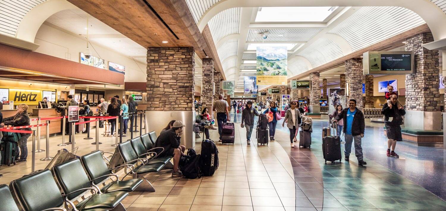 Baggage claim and car rental area inside RNO.