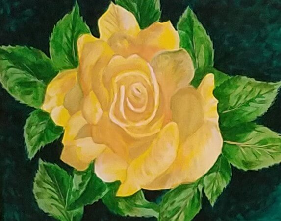 Painting of a yellow flower.