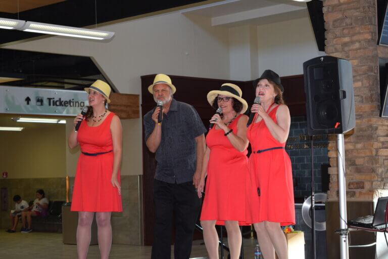 Nevada Vocal Arts performing at the airport.