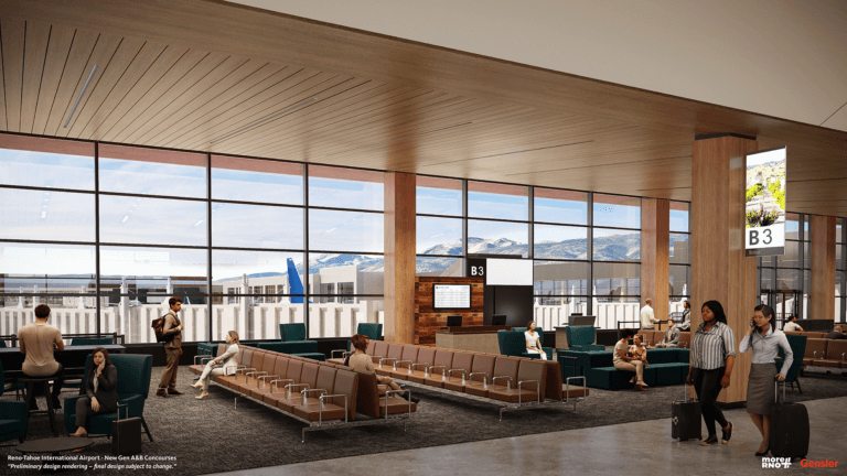 Interior rendering of airport terminal gate