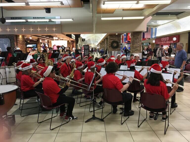 Pine Middle School Band performing for the holidays at RNO.