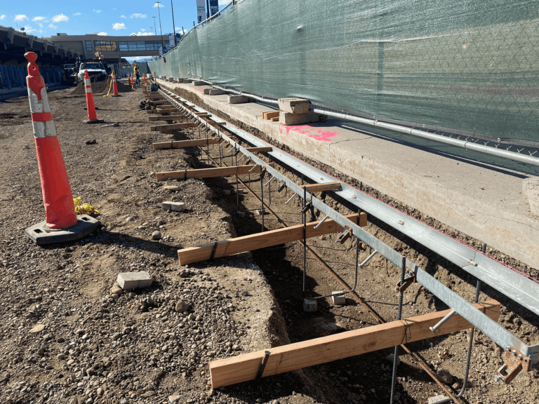 Construction of large trench in the ground