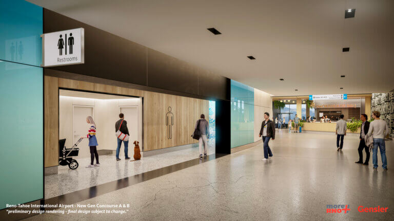 Concourse rendering featuring new restroom entrance